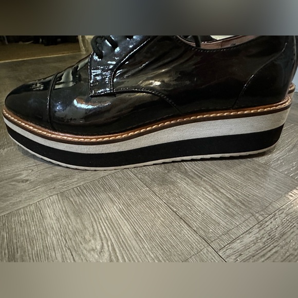 Halogen x Atlantic Pacific Black Patent Platform Oxford 7.5 pre-owned - Picture 3 of 14